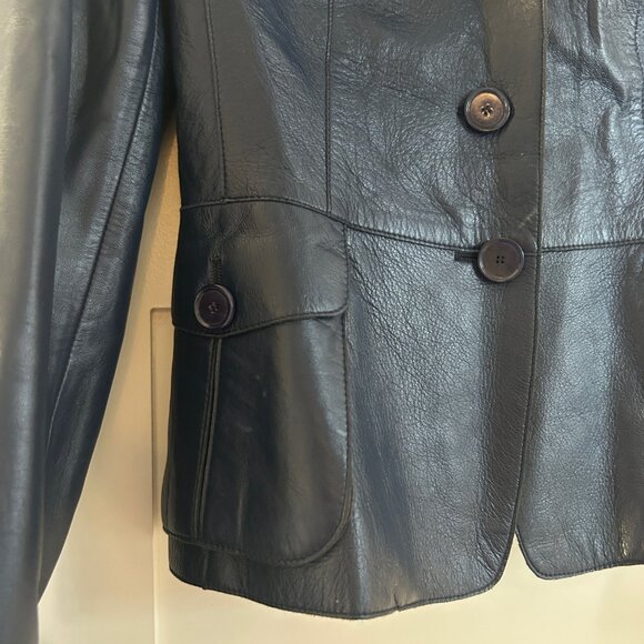 *NEW* Akris Punto Navy Leather Bomber Jacket US 4 - Picture 11 of 14